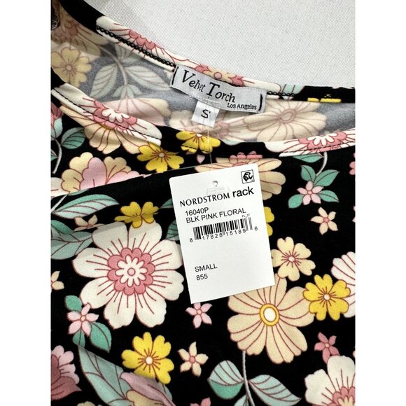 VELVET TORCH Women's Black/Pink Floral Dress SMALL - Picture 4 of 7